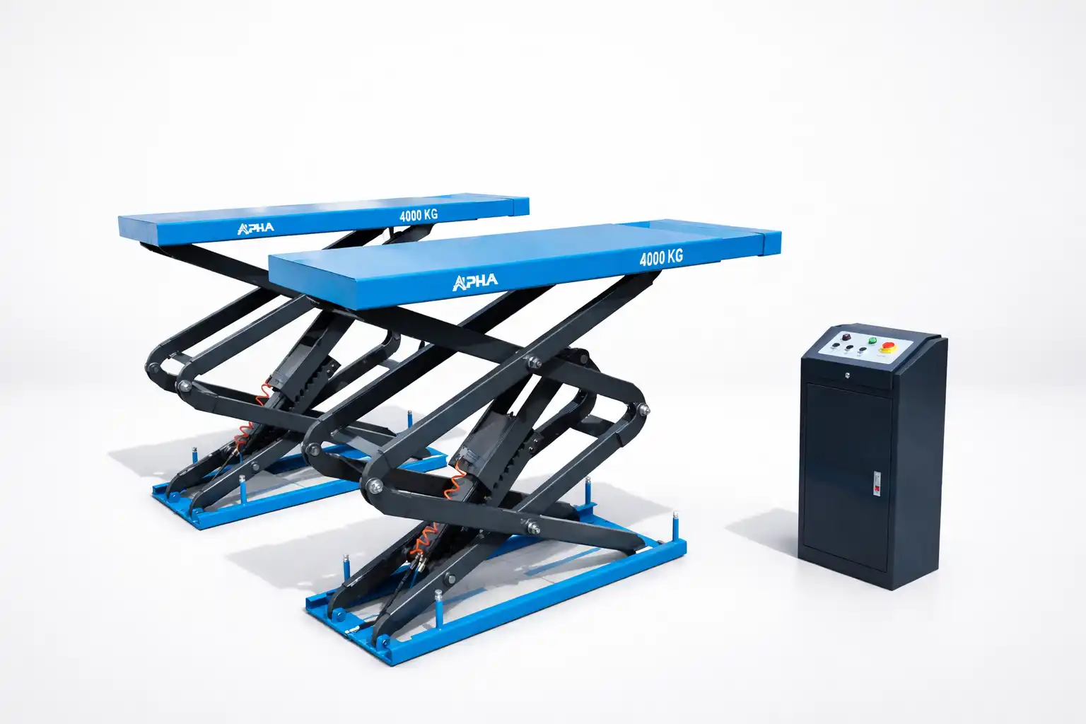 Cầu nâng ô tô kiểu xếp âm nền ALPHA AL-4XA lắp đặt trong garage