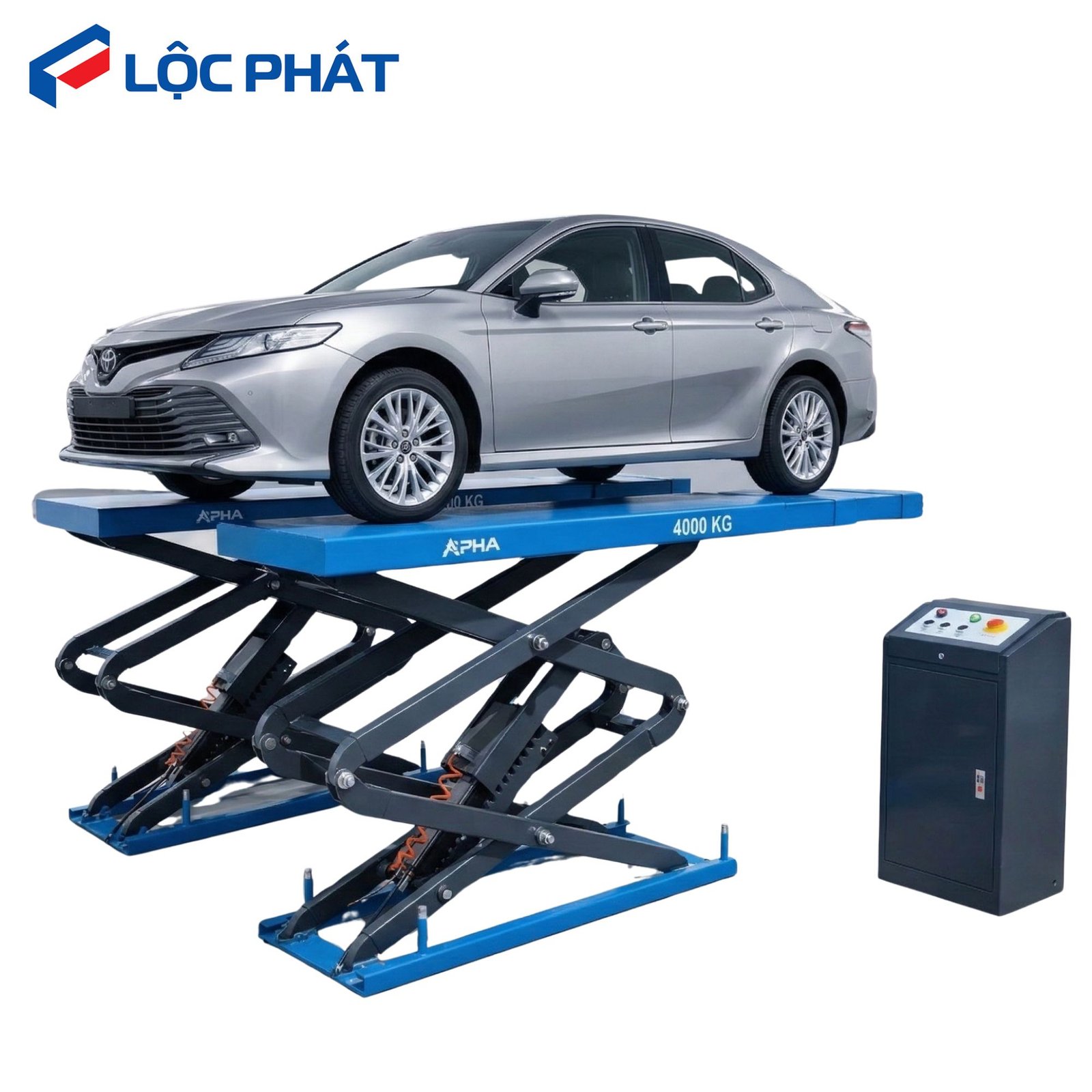 Cầu Nâng Ô Tô Kiểu Xếp Âm Nền ALPha AL-4XA 13 Mặt bàn cầu nâng cắt kéo âm nền phẳng với mặt sàn