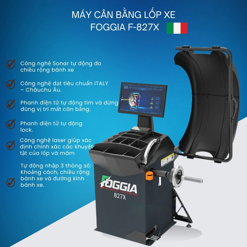 Máy Cân Bằng Lốp Ô Tô Foggia 827X | Thiết Bị Detailing Cao Cấp 38 Cụm động cơ và phanh điện tử máy cân mâm Italy