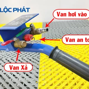 Đội Hơi 3 Bóng 3 Tấn HR-3A: Thiết Bị Cao Cấp 2026 7 Chi tiết các van điều khiển của đội hơi khí nén 3 tấn Model HR-3A: van hơi vào, van an toàn, van xả.
