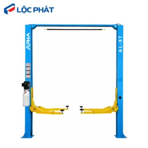 Cầu nâng ô tô 2 trụ ALPHA AL-5T màu xanh dương, thiết kế hiện đại.