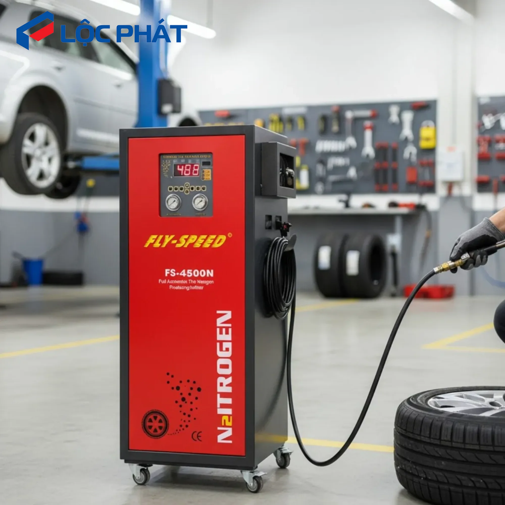Ứng dụng vận hành thực tế của Máy Bơm Khí Nitơ Lốp Xe tại xưởng bảo dưỡng chuyên nghiệp