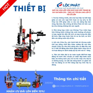 Thông tin chi tiết máy tháo vỏ xe du lịch SunTek LP-990 CP3 tại Lộc Phát.