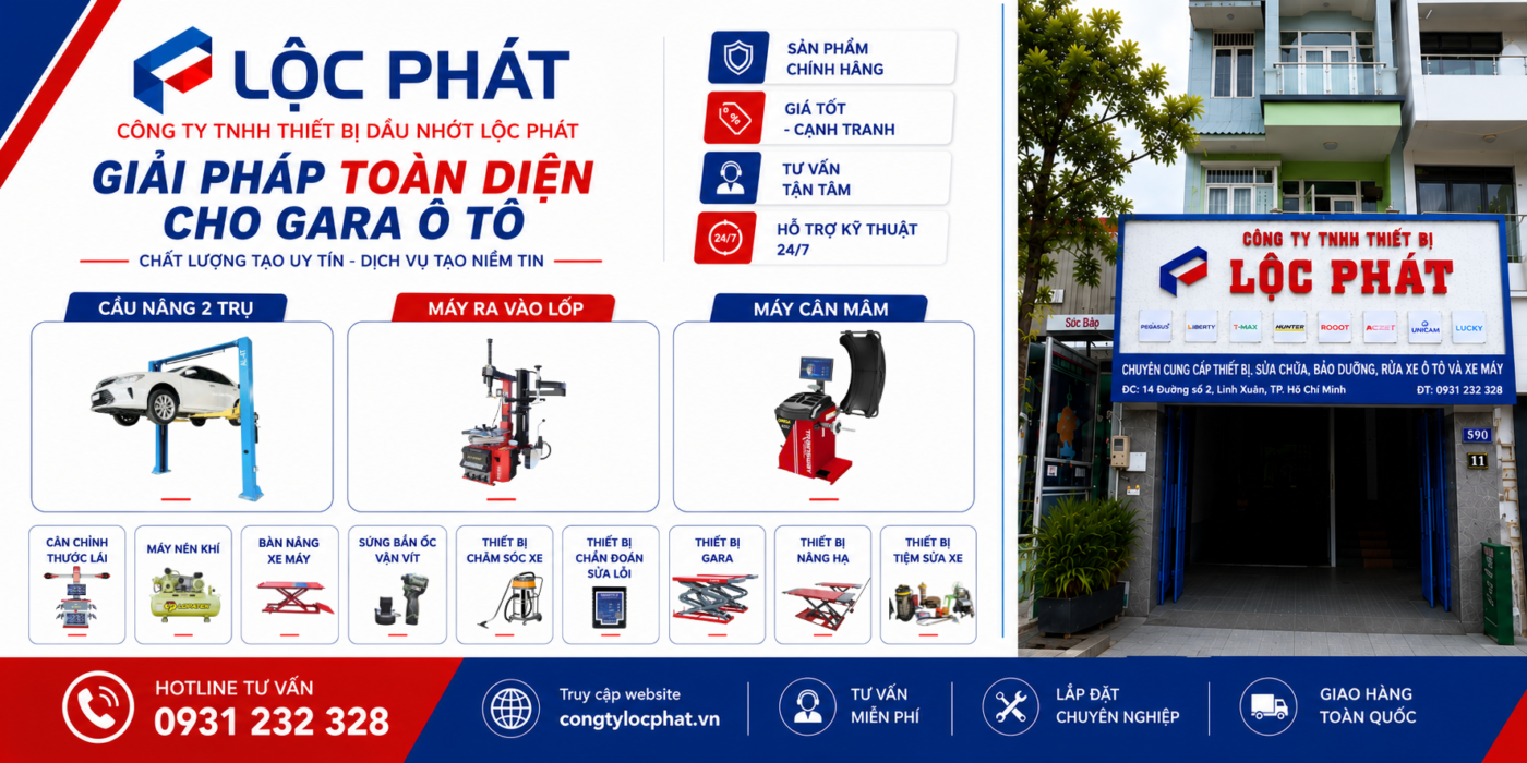 Thiết bị gara ô tô Lộc Phát - Giải pháp toàn diện cho gara ô tô chuyên nghiệp