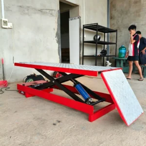 Cơ cấu khung cắt kéo chữ X và xi lanh thủy lực bàn nâng xe máy Lộc Phát tiêu chuẩn hãng