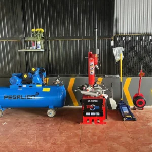 Trọn bộ thiết bị gara gồm máy nén khí Pegalion 4HP 230L và máy ra vỏ Suntek chuyên nghiệp