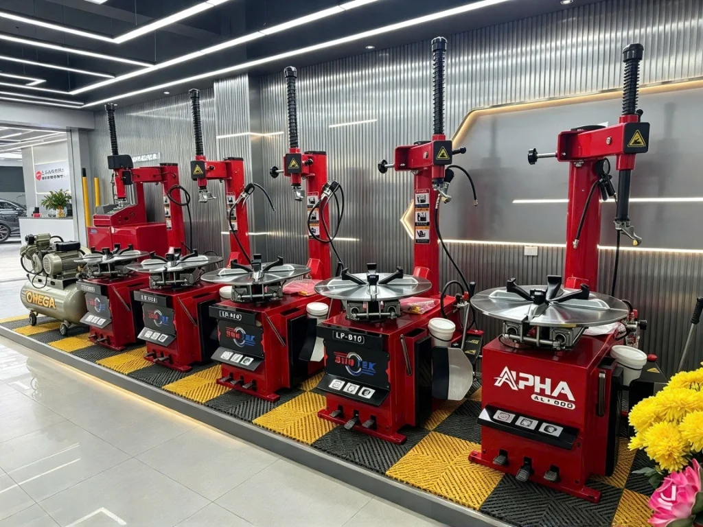 Bảng Giá Máy Tháo Vỏ (Máy Ra Vào Lốp) Chính Hãng Mới Nhất 2026 4 Dàn máy tháo vỏ máy ra vào lốp Alpha Suntek chính hãng tại showroom Lộc Phát