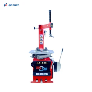 Máy tháo vỏ SUNTEK LP-900 góc nghiêng chi tiết trụ đứng mỏ vịt và cần ép mép lốp