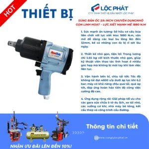 Thông tin chi tiết súng xiết bulong 3/4 inch SunTek LP-3200P, lực xiết 1880 N.m.